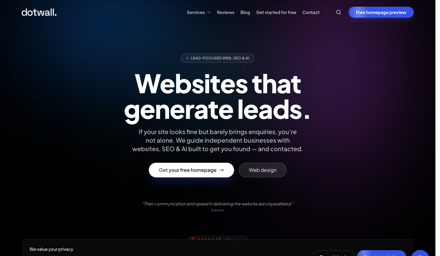 Dotwall homepage screenshot