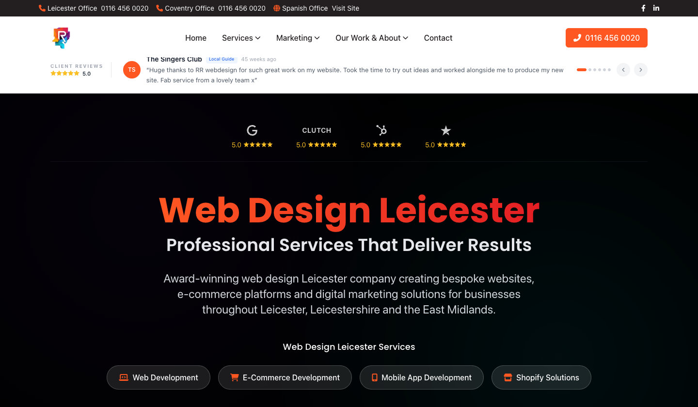 RR Web Design homepage screenshot